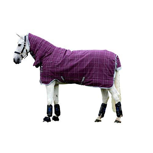 Rhino Plus Turnout Heavy Blanket with Varilayer Turnout Blankets Horseware Ireland Berry/Grey/White Chk & Grey 75" 
