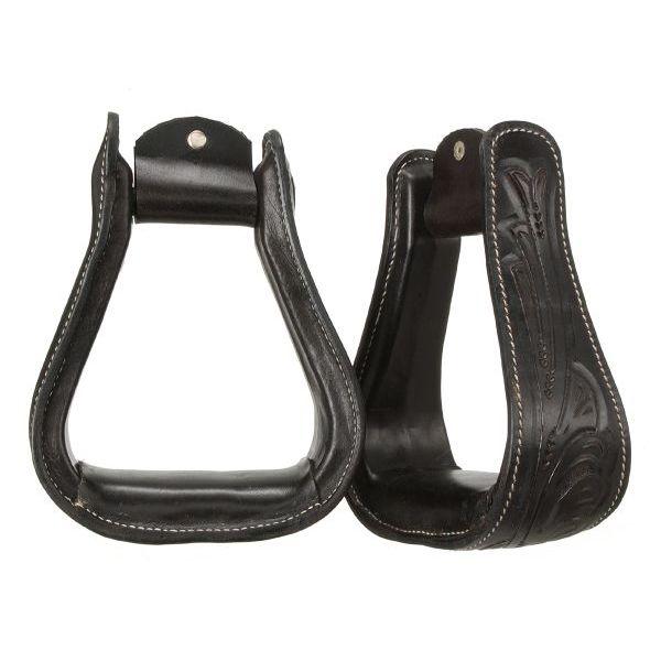Black Royal King Embossed Stirrups Saddle Accessories JT International