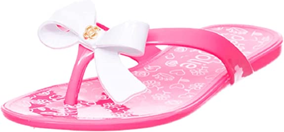Neon Pink/White Petite Jolie Lucky Fun Girls Flip Flops