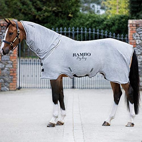 Rambo Dry Blanket Coolers Horseware Ireland Grey/Silver & Black Large 