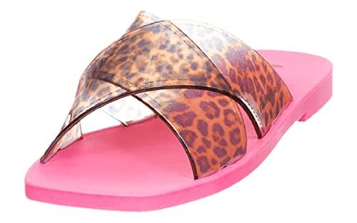 Neon Pink/Jaguar Pattern Petite Jolie New Vibe Women's Sandals