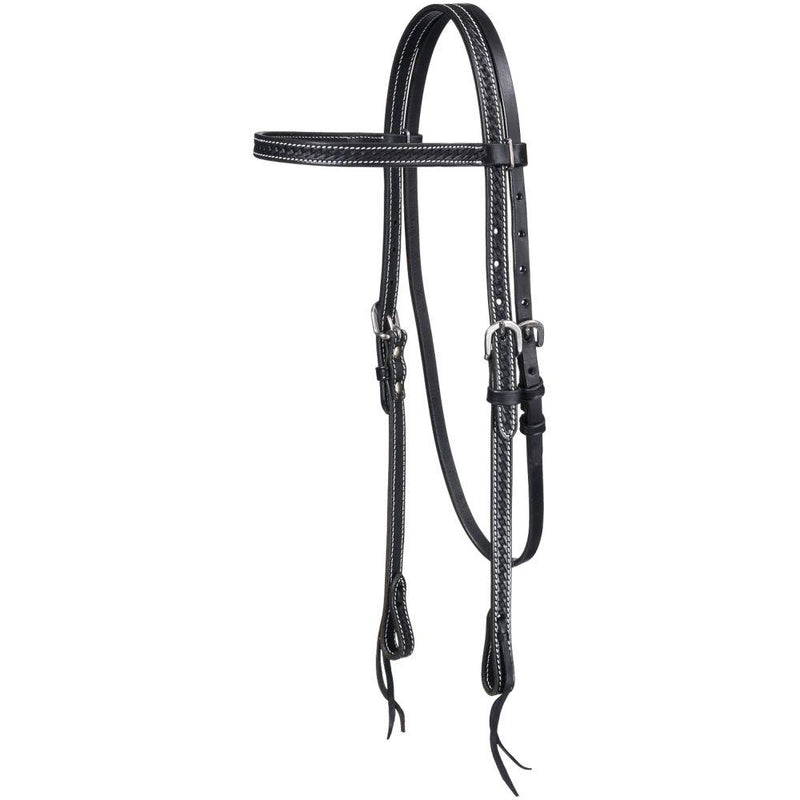 Tough 1 Western Headstall Browband Tie Ends Leather Black 42-1424 Headstalls JT International 