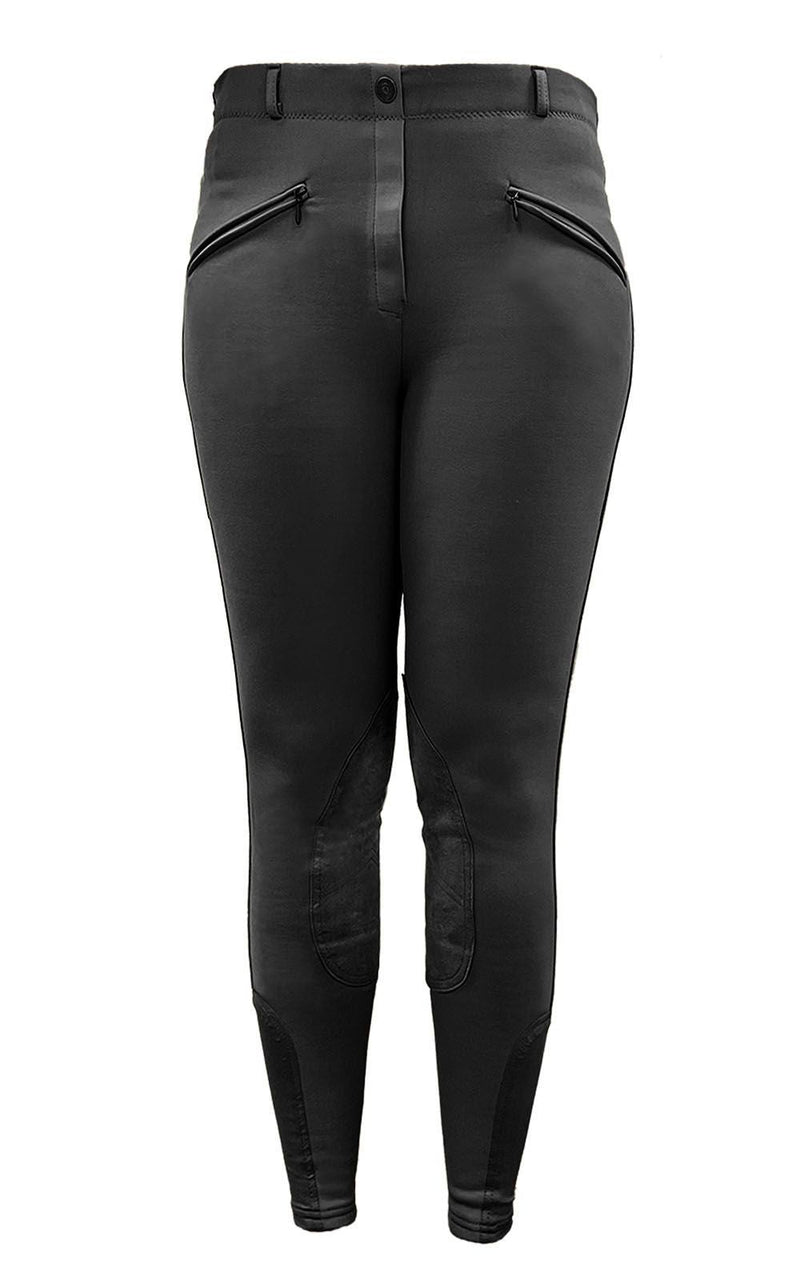 BasEQ Elsie Women's Winter Equestrian Riding Breeches Knee Patch Breeches One Stop Equine Shop Black 24 