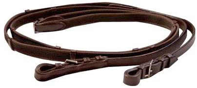 Exselle NEW Elite Woven Rubber Reins Leather Stops Buckle Ends 3/4" One Stop Equine Shop 56 Brown 