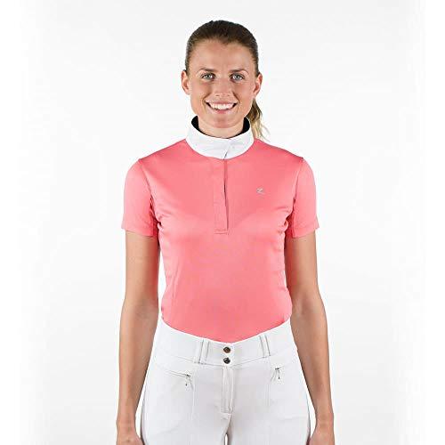 Horze Women's Blaire Show Sun Shirt - Short-Sleeved Short Sleeve English Show Shirts Horze Sunkissed Coral Pink US 12 (EU 42) 