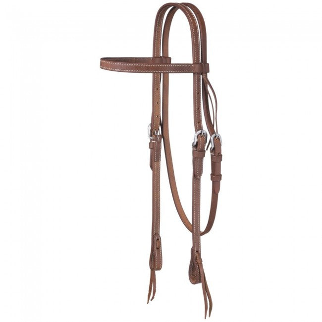 Tough 1 Double Stitched Harness Leather Browband Headstall With Tie Ends Headstalls Tough 1 