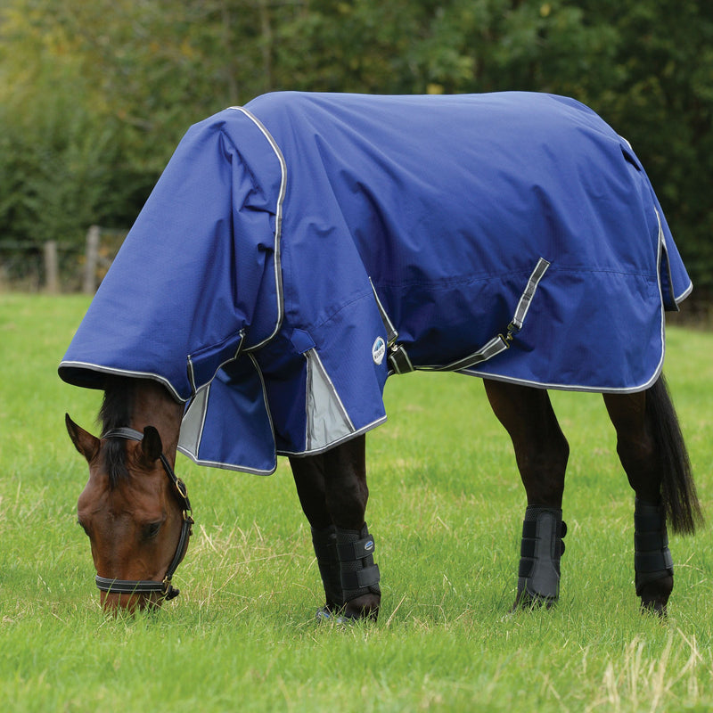 Horse Grazing in Dark Blue/Grey/WhiteWeatherbeeta Comfitec Premier Free II Detach-A-Neck Medium Turnout Blankets