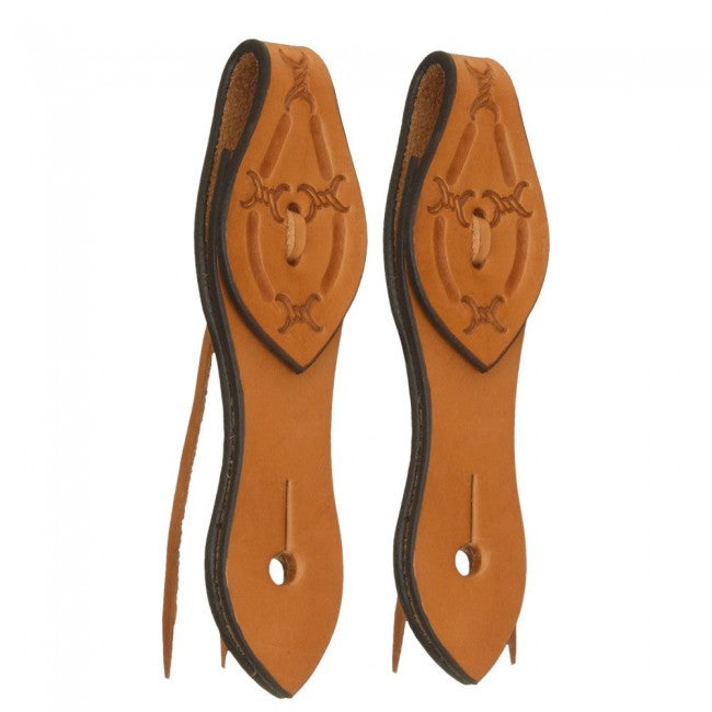 Tan  Royal King Slobber Straps with Barbed Wire Tooling English Reins JT International