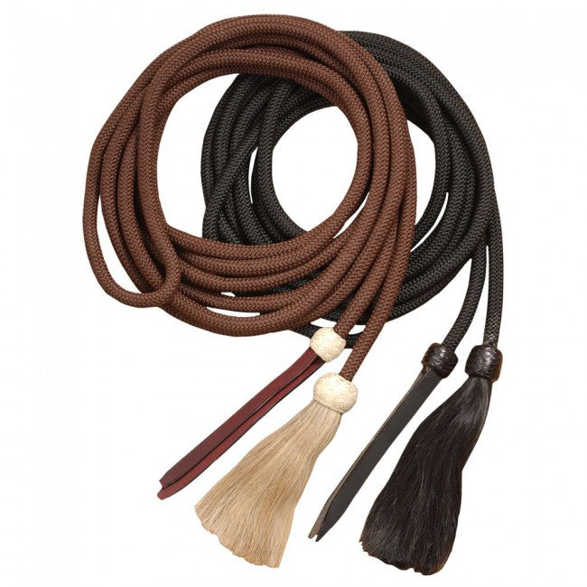 Brown Royal King Braided Mecate Rope With Horsehair Tassel Lunge Lines JT International