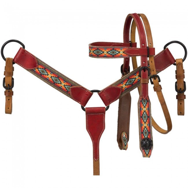 Canyon Sunset Tough 1 Miniature Printed Brow Headstall and Breastcollar Set