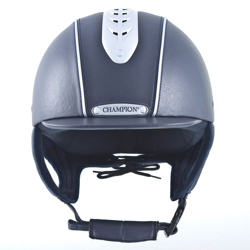 Front view of Navy Champion Evolution Pearl Helmet