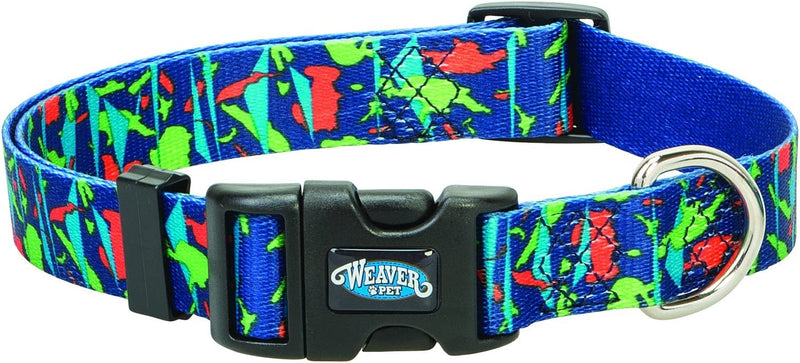 Weaver Leather Camo-Inspired Patterned Snap-n-Go Collar Dog Collars and Leashes Blue Green Camo Large (1" x 17"-25")
