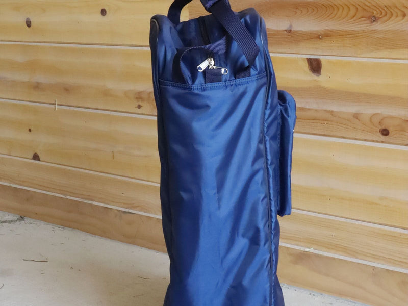 Side view of Blue BasEQ Tall Boot Bag One Stop Equine Shop Standard