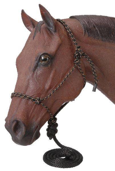 Black Large Tough 1 Miniature Poly Rope Halter with Lead