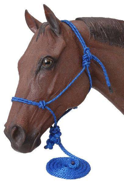 Blue/Royal Large Tough 1 Miniature Poly Rope Halter with Lead