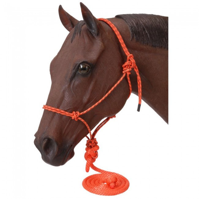 Orange Tough 1 Poly Rope Tied Halter with Lead Rope Halters JT International