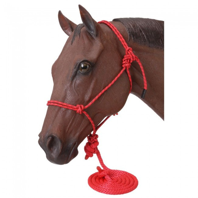 Red Tough 1 Poly Rope Tied Halter with Lead Rope Halters JT International