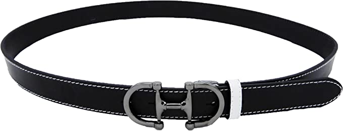 LILO Collections Bilbao 1.25" Bit Leather Belt Belts Lilo Belts 28 Black/White/Metal 