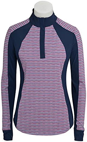 RJ Classics Ladies Lakeside Quarter Zip Long Sleeve Shirt Purple Pattern Long Sleeve English Show Shirts RJ Classics 