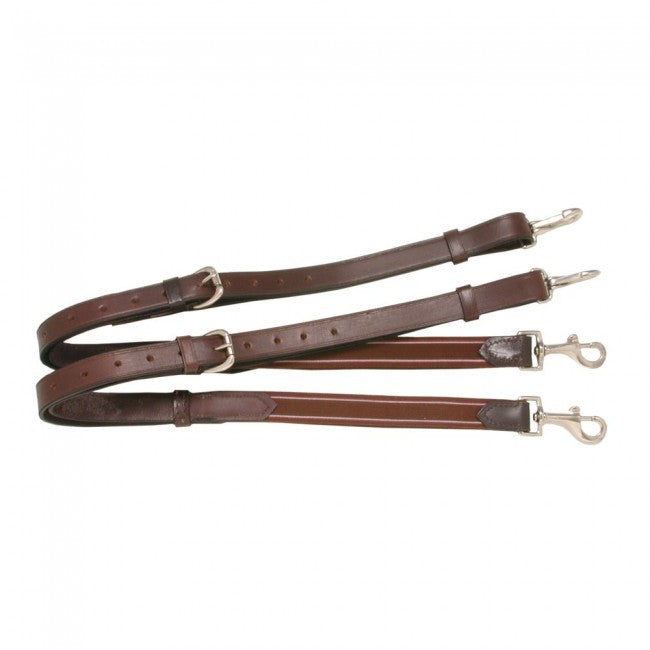 Tough 1 Leather Side Reins with Elastic Ends English Reins