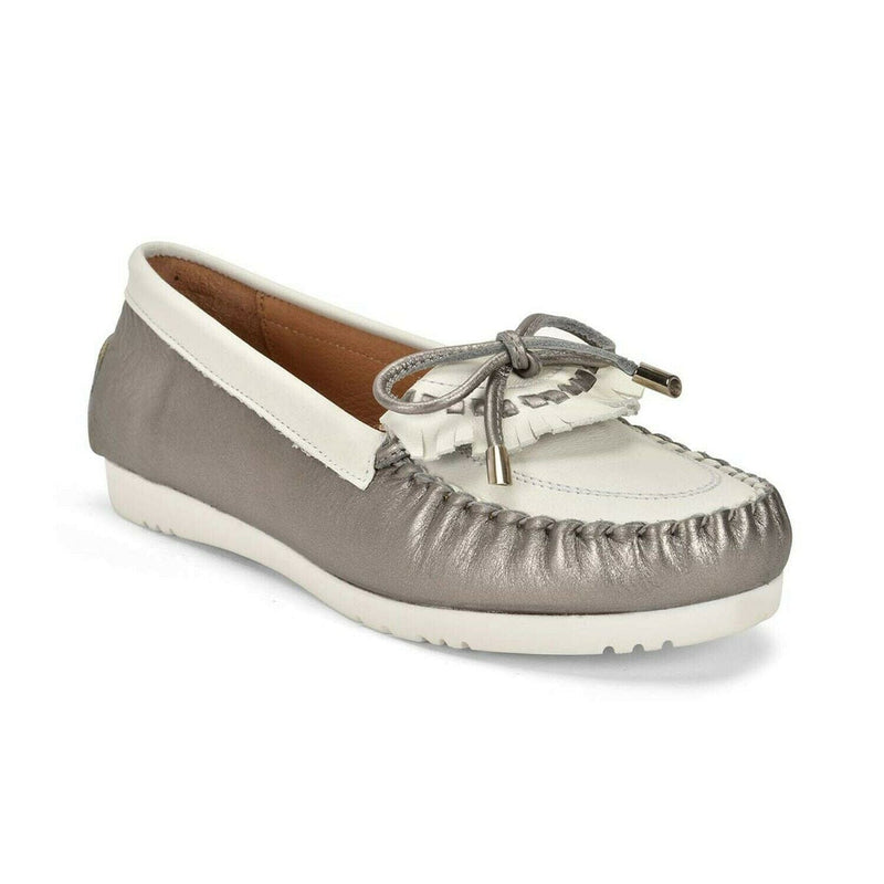 Five Tribe Women's Memorable Leather/Suede Moccasin Loafer Sizes 7-10 Loafers Five Tribe Silver White 9 