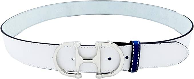 LILO Collections Bilbao Grande 1.5" Bit Leather Belt Belts Lilo Belts 28 White/Navy/Silver 