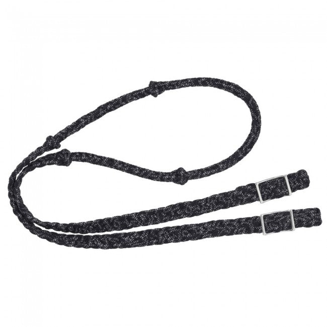 Black Tough 1 Reflective Cord Knot Rope Rein English Reins
