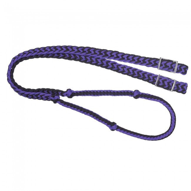 Purple/Black Tough 1 Premium Knotted Cord Roping Reins English Reins