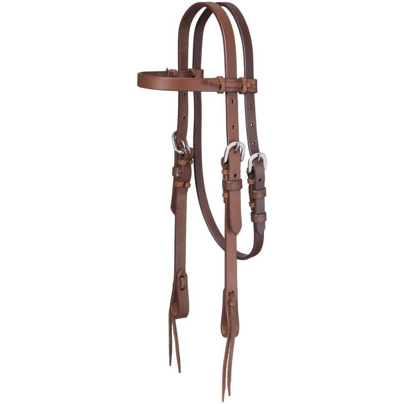 Tough 1 Harness Leather Browband Headstall with Tie Ends English Bridle Accessories JT International Pony 