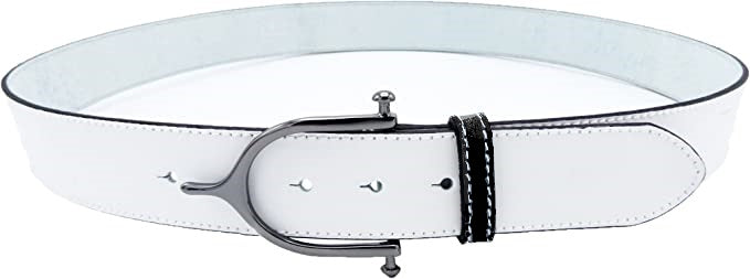 LILO Collections Inglesa 1.25" Spur Leather Belt Belts Lilo Belts 28 White/Black/Silver 