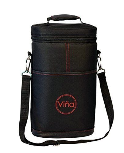 2 Bottle Wine Travel Carrier and Cooler Bag Insulated Champagne Tote Purses and Bags Vina Black/Orange 