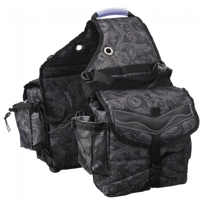Black Tough 1 Multi-Pocket Insulated Nylon Saddle Bag in Prints