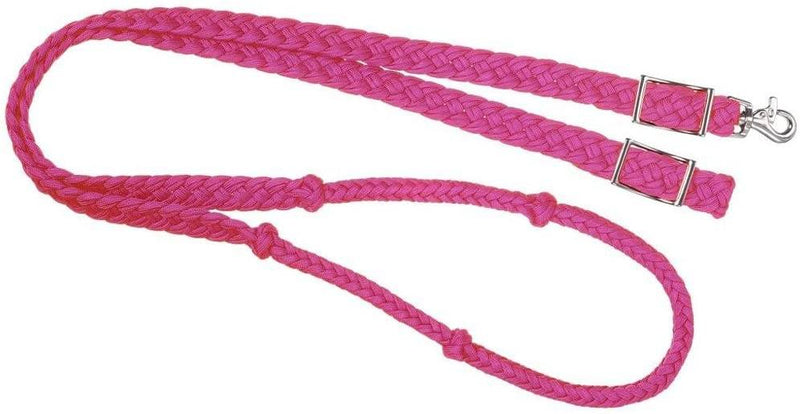 Tough 1 Deluxe Knotted Cord Roping Reins English Reins Tough 1 Pink 