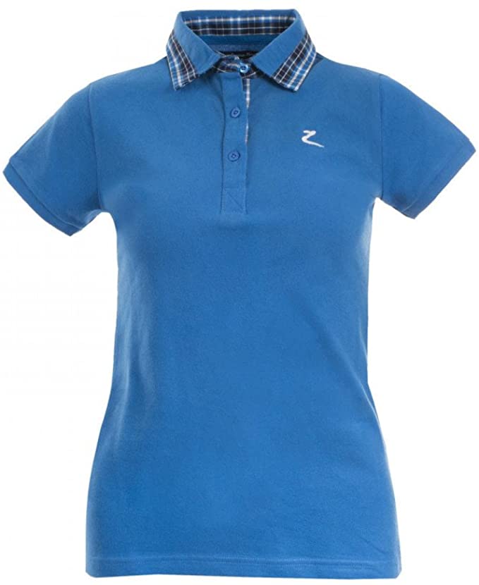 Horze Brita Women's Short-Sleeved Polo Shirt Polo Shirts Horze 14 Green/Blue 