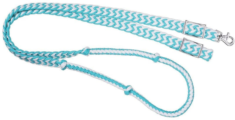 Tough 1 Deluxe Knotted Cord Roping Reins English Reins Tough 1 Turquoise/White 