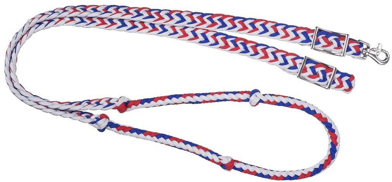 Tough 1 Deluxe Knotted Cord Roping Reins English Reins Tough 1 Red/White/Blue 