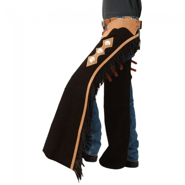 Black Large Tough 1 Suede Leather Cutting/Show Chaps Western Chaps