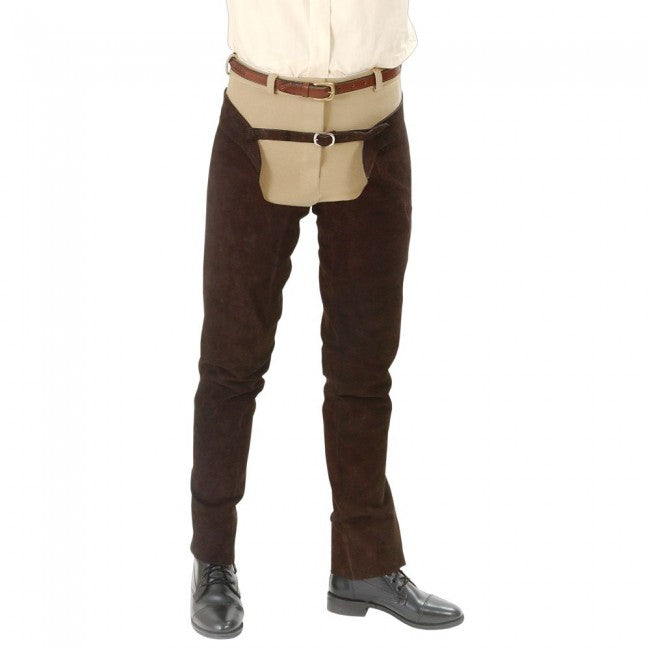 Brown Tough 1 Suede Leather Schooling Chaps Black Leather Half Chaps JT International
