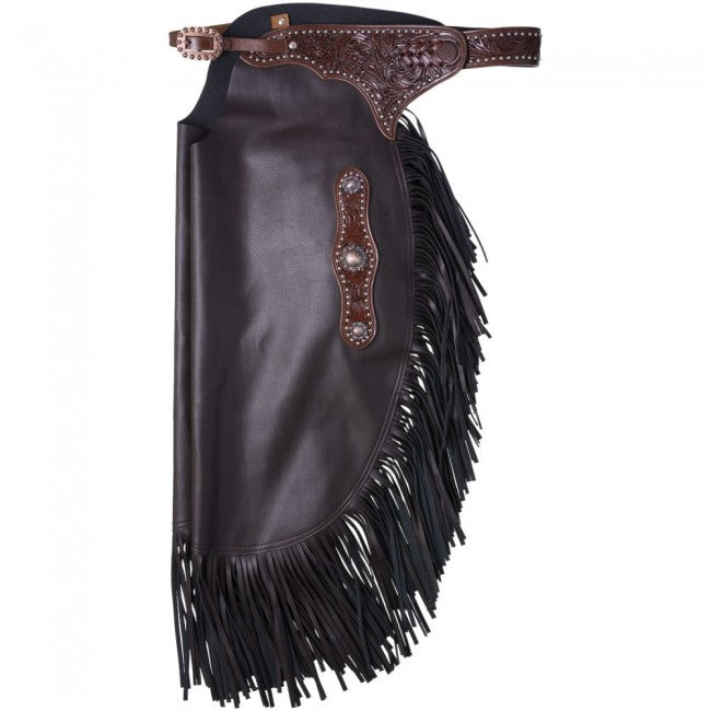 Brown Large Tough 1 Faux Leather Chinks - Dots & Floral Yoke Saddle Bags
