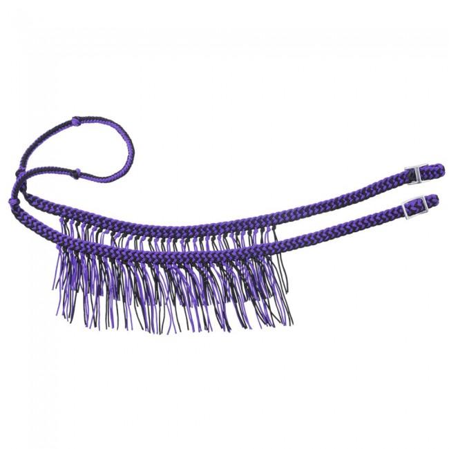 Knot Competition Rein With Fringe Purple/Black English Reins JT International 
