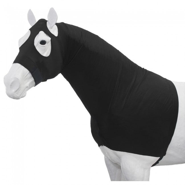Black Large Tough 1 100% Spandex Mane Stay Hood with Full Zipper Horse Hoods & Neck Covers