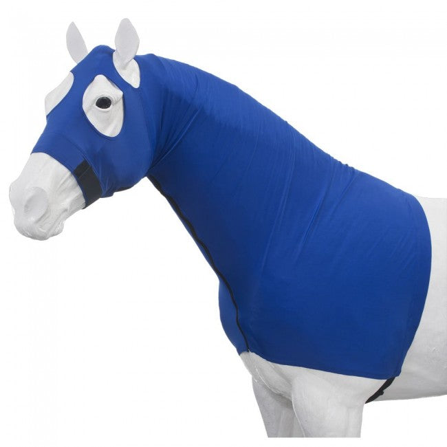 Royal Blue Large Tough 1 100% Spandex Mane Stay Hood with Full Zipper Horse Hoods & Neck Covers