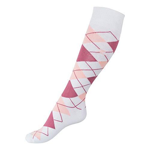 Horze Alana Checked Summer Socks Socks Horze White/Summer Berry Pink US Women's 8.5-10 (EU 39-41) 