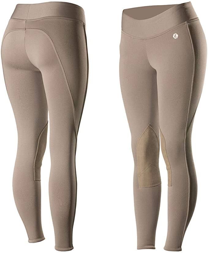 Horze Active Women's Knee Patch Winter Tights Knee Patch Tights Horze Dove Light Grey US 30 (EU 42) 