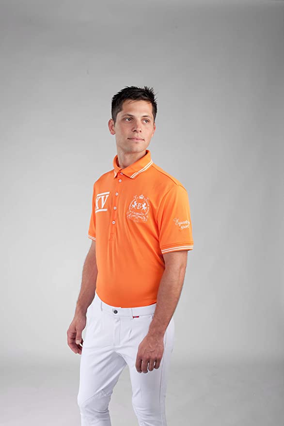B Vertigo Ralph Unisex Technical Pique Polo Shirts Horze Orange Peel L 
