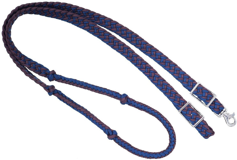 Tough 1 Deluxe Knotted Cord Roping Reins English Reins Tough 1 Navy/Brown 