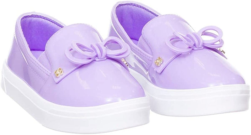 Pair of Lavender Lilac Petite Jolie Lupita Ribbon Girl's Slip On Shoes