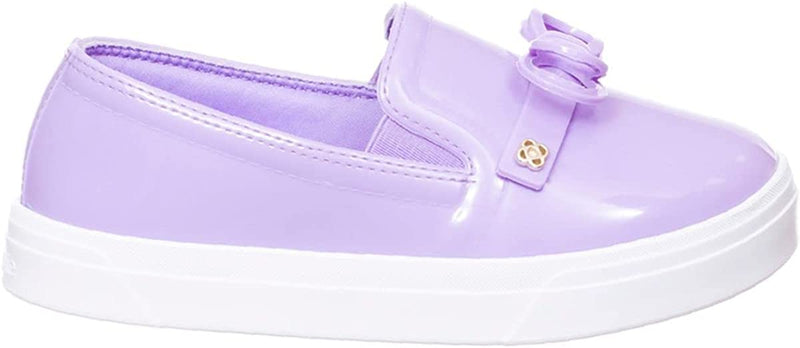 Side view of Lavender Lilac Petite Jolie Lupita Ribbon Girl's Slip On Shoes