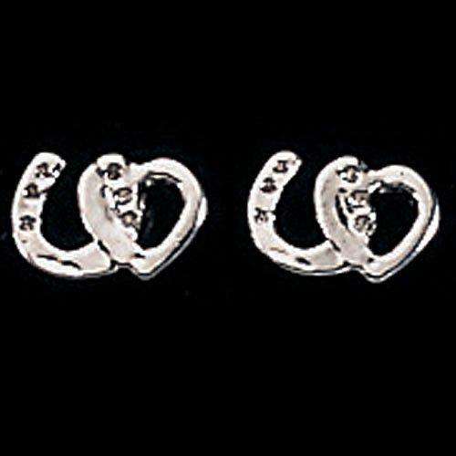 Exselle Horseshoe with Heart Earrings Jewelry Exselle Platinum Plate 