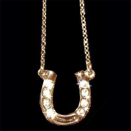 Exselle Pendant Horseshoe with Rhinestones Jewelry Exselle Gold Plated 